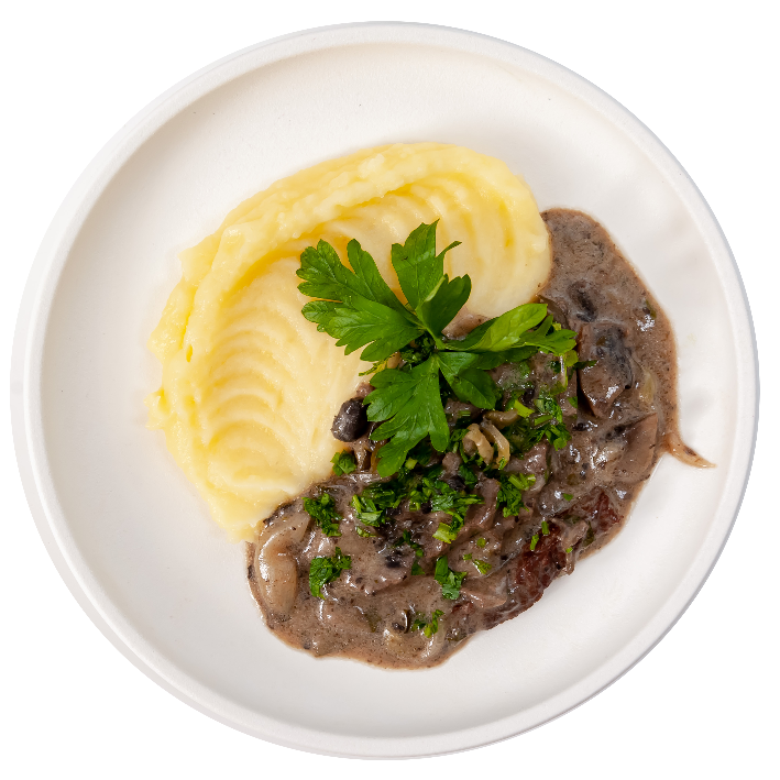 Бефстроганов с картофельным пюре